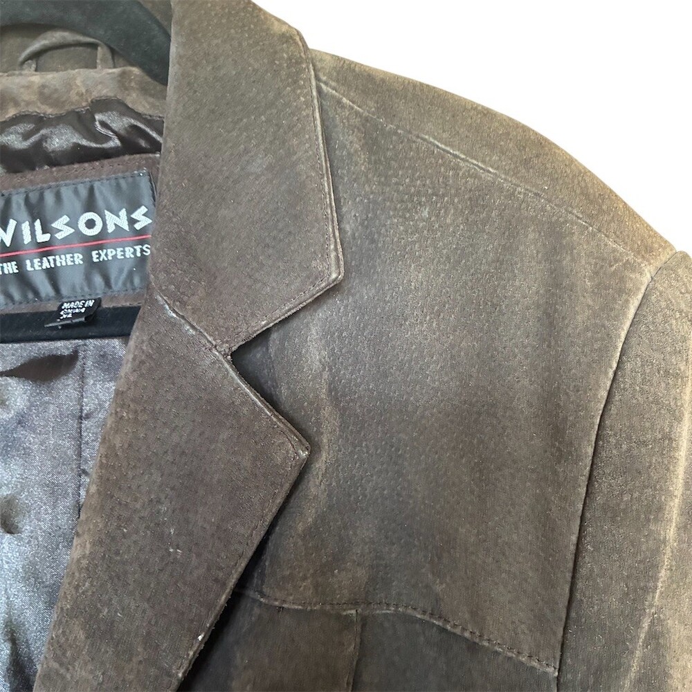 Wilsons Leather Blazer Jacket Womens Size XL Brown Suede 3-Button Vintage - Picture 3 of 8
